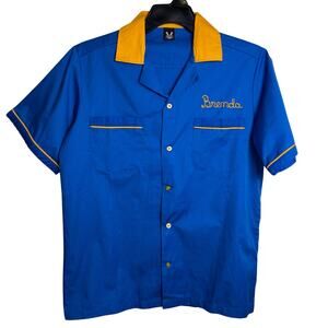 Hilton Bowling Retro Shirt Blue Gold "Brenda" Lung Restless Team S NWOT